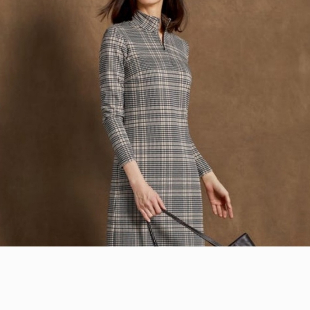J. McLaughlin Gray Plaid Midi Dress